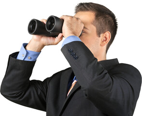 Binoculars businessman isolated searching exploring looking close-up