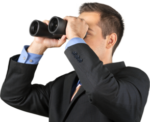 Binoculars businessman isolated searching exploring looking close-up