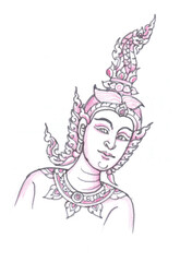 fairy with a crown pen drawing for illustration decoration card