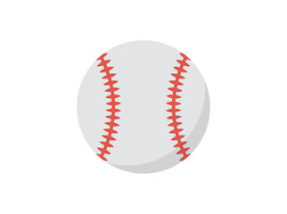 Baseball ball wrapped in white leather and stitched red strips, sport equipment, competetion and tournament flat illustration.