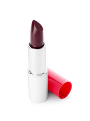 Dark red lipstick isolated on white background