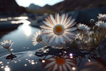 flower and water created using AI Generative Technology