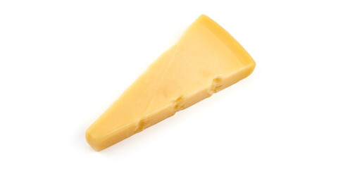 Parmesan cheese, italian hard cheese, isolated on white background.