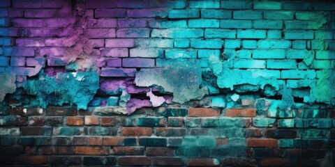 Colorful Grunge Brick Wall" ai generated