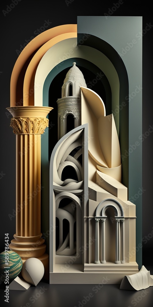 Poster combination of copy space and other architectural aspects generative ai