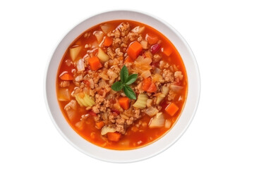 Kapusniak Cabbage Soup Dish On White Background, Top View. Isolated Transparent, Png. Generative AI