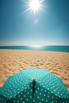Vibrant Sun Umbrella with Scenic Turquoise Ocean View