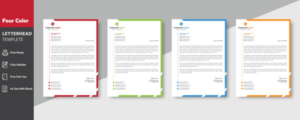 Simple and Professional Letterhead Design. Modern Official Corporate Company Business Letterhead Template Design With Color Variation Bundle.
