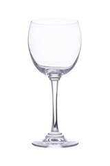 Fototapeta premium Wine glass isolated on white background. Transparent glass goblet.