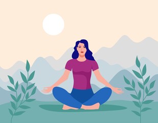 yoga in the lotus position nature 