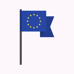European union flag and countries star symbol flat illustration.	