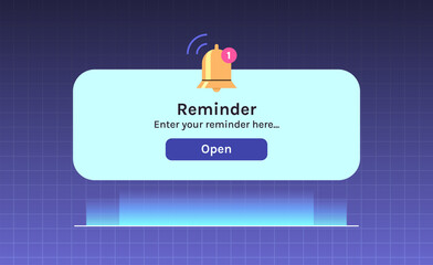 Reminder, notification page with floating elements and business planning, events, timetable flat illustration.