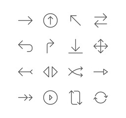 Set of arrow and navigation icons, size, scale, decrease, edit, resize, line, view, reduce and linear variety symbols.
