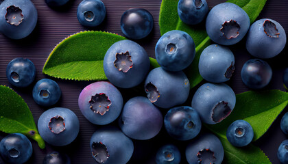 Fresh blueberries background with copy space for your text. Summer healthy food. Banner. Al generated