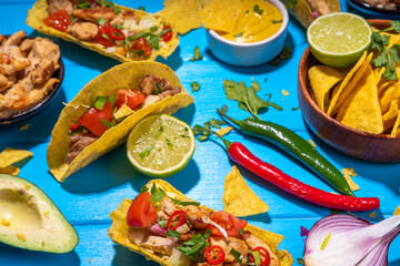 Taco, nachos mexican street food
