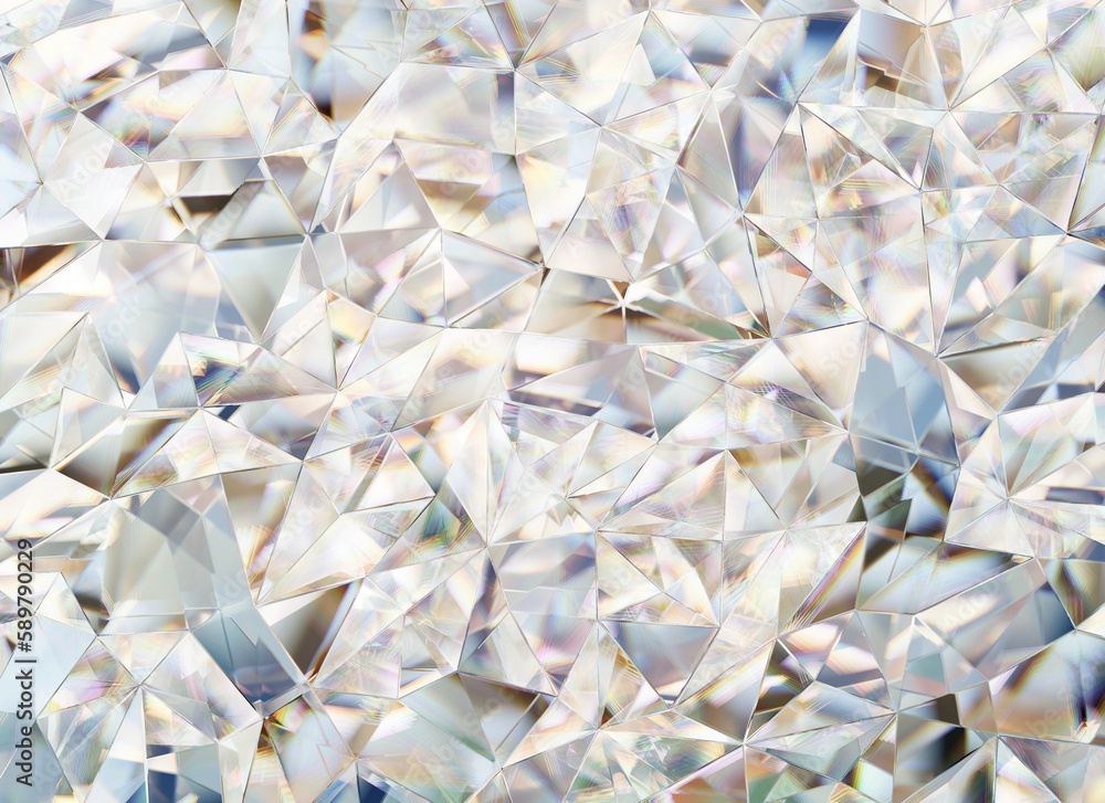 Poster luxury abstract realistic crystals texture with prism spectrum caustic reflection close up backgroun