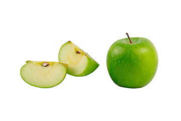 Fresh green apples isolated on transparent background