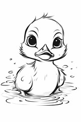 Baby Duck Coloring Page created with Generative AI Technology - 589791224