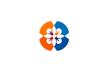 Recruitment logo of a team of people, in the style of circular abstraction