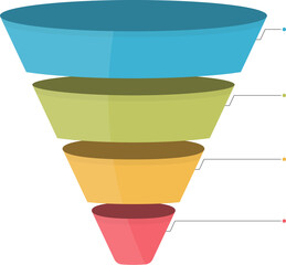 Funnel diagram with 4 elements, infographic template for web, business, presentations