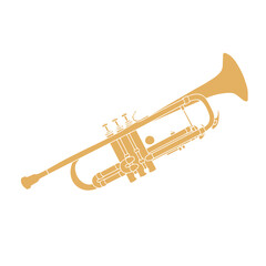 Jazz trumpet. Hand draw musical instrument. Vector illustration.