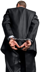 Handcuffs corruption crime prisoner businessman corruption in politics punishment - obrazy, fototapety, plakaty