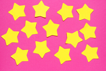 Sticky notes on pink background