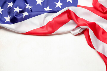 Fototapeta na wymiar USA flag on white background. Memorial Day celebration