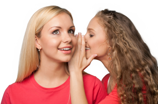 Portrait of Two Girlfriends , Sisters Gossiping - Powered by Adobe