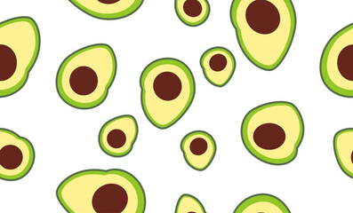 seamless background with green avocado pattern cartoon repeat seamless style, replete image design for fabric printing or kids wallpaper or food backgrounds