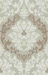Vector damask seamless pattern background. Classical luxury old fashioned damask ornament, royal victorian seamless texture for wallpapers, textile, wrapping. Exquisite floral baroque template.	
