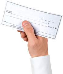 Hand Holding Blank Check - Isolated