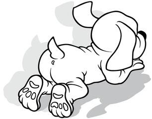 Drawing of a Doggy Lying on the Ground from Rear View