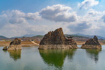 Dodamsambong, a historical site in Danyang, Korea