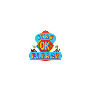 swag ok please indian truck art style typography vector