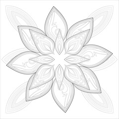 Decorative Doodle flowers in black and white for coloringbook, cover, background, invitation card. Hand drawn sketch for adult anti stress coloring page isolated in white background.-vector