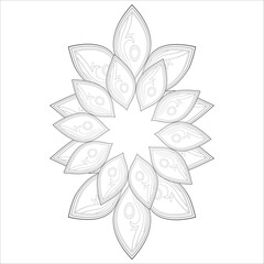 Decorative Doodle flowers in black and white for coloringbook, cover, background, invitation card. Hand drawn sketch for adult anti stress coloring page isolated in white background.-vector