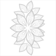 Fototapeta premium Decorative Doodle flowers in black and white for coloringbook, cover, background, invitation card. Hand drawn sketch for adult anti stress coloring page isolated in white background.-vector