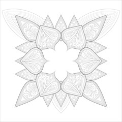 Decorative Doodle flowers in black and white for coloringbook, cover, background, invitation card. Hand drawn sketch for adult anti stress coloring page isolated in white background.-vector