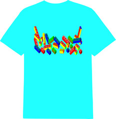 bricks on t shirt design concept. replaceable vector design.