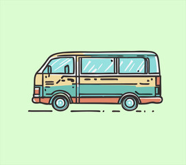 Van transportation hand drawn style, hand drawn car illustration design