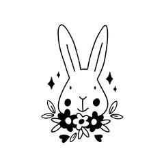 Cute Rabbit bunny SVG Cut File Design for Cricut and Silhouette.