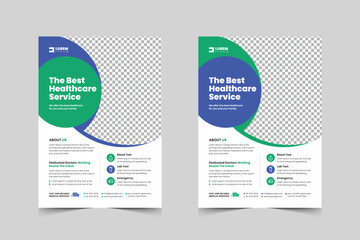 medical flyer template design for a hospital clinic proposal, surgery, pharmaceutical, laboratory, treatment