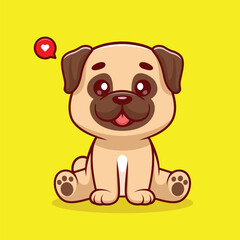 Fototapeta na wymiar vector cute pug dog sitting cartoon vector icon illustration animal nature icon concept isolated premium.eps