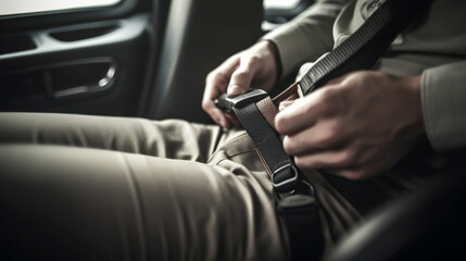 Passenger wearing seat belts on board Generated AI