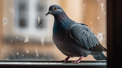 pigeon standing on the windowsill