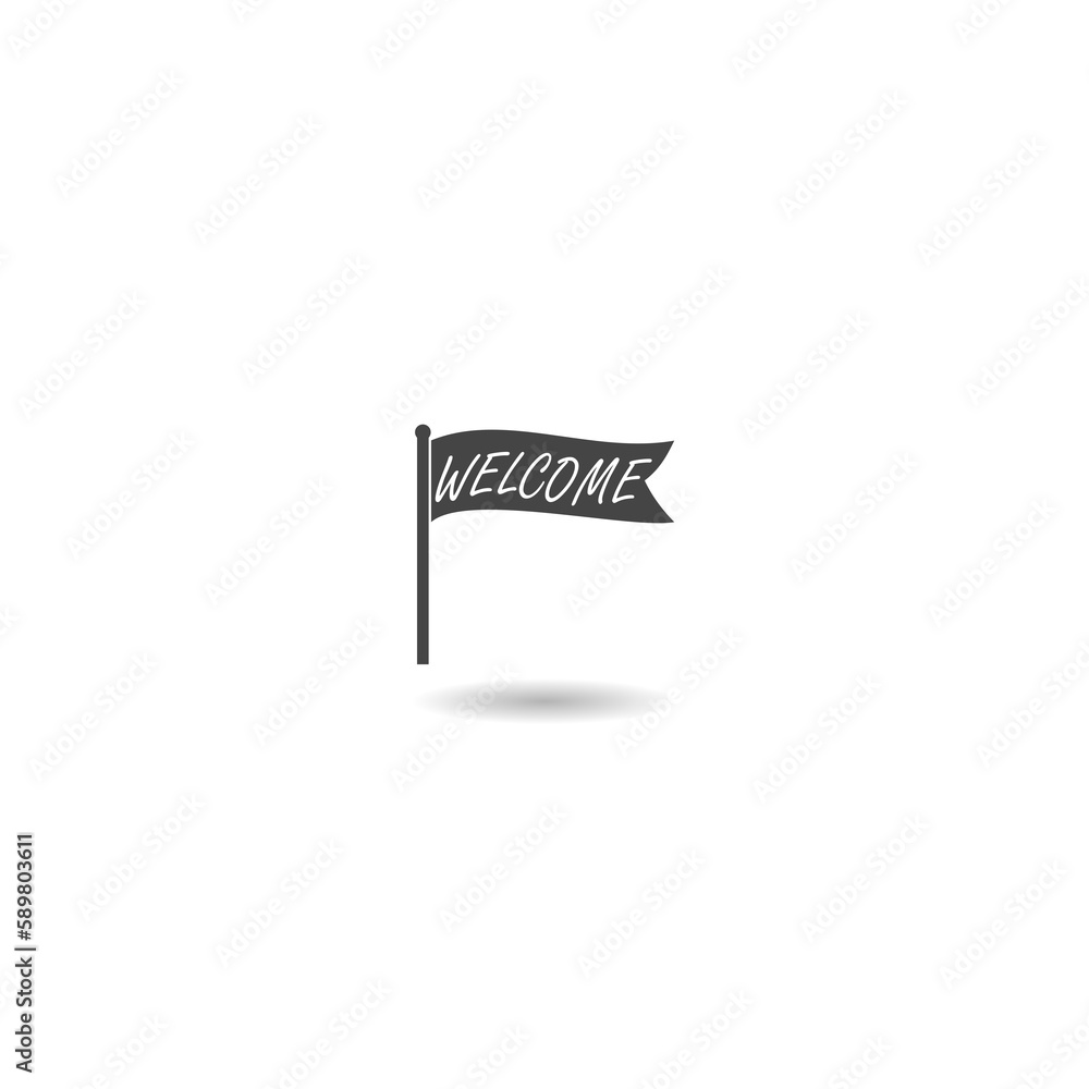 Wall mural Welcome flag icon with shadow