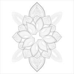 Fototapeta premium Decorative Abstract Flowers in Black for adult colouring page Isolated on White Background.-vector