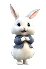 Fototapeta na wymiar rabbit in clothing on transparent background