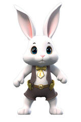 Fototapeta na wymiar rabbit in clothing on transparent background